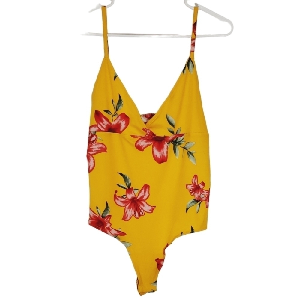 1332 * Guess Floral Body Suit Yellow Size XL